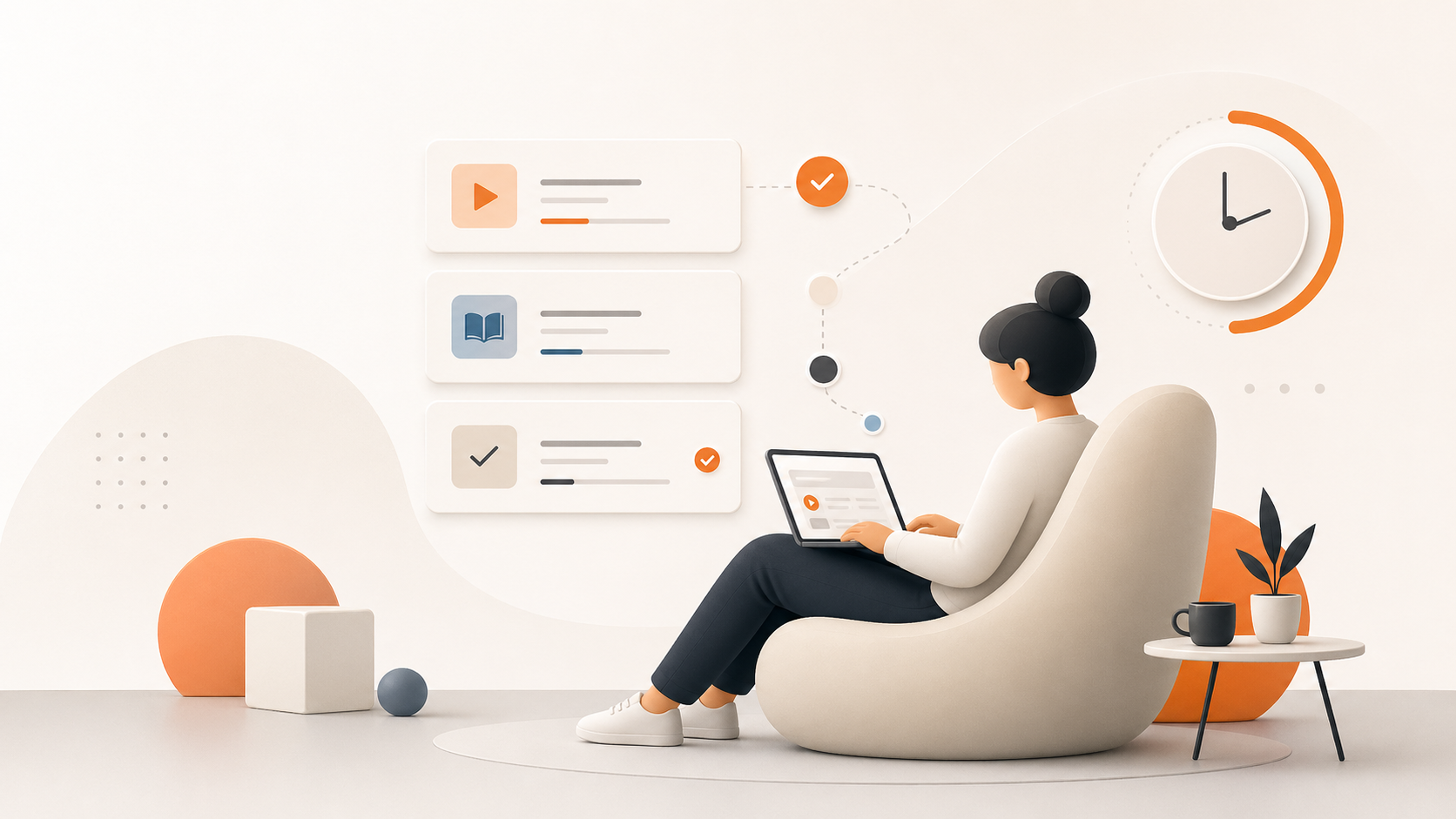 Abstract student taking a self-paced online course